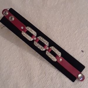 Rhinestone and Leather Bracelet